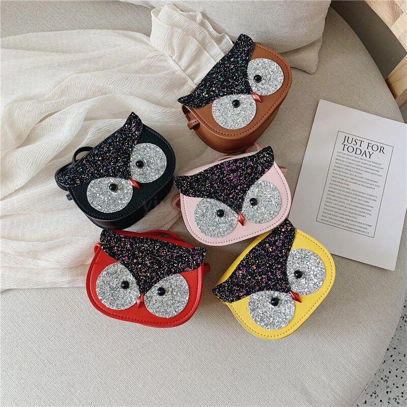 Children's sequined bag spring 2019 new owl baby messenger b...
