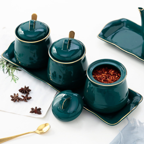 Light Luxury Ceramic Daily Seasoning Jar Combination Set Kitchen Supplies Daily Necessities Gift