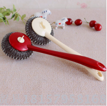 household daily hanging pot， bowl and dish cleaning brush creative long handle steel wire ball brush oil removal dish brush
