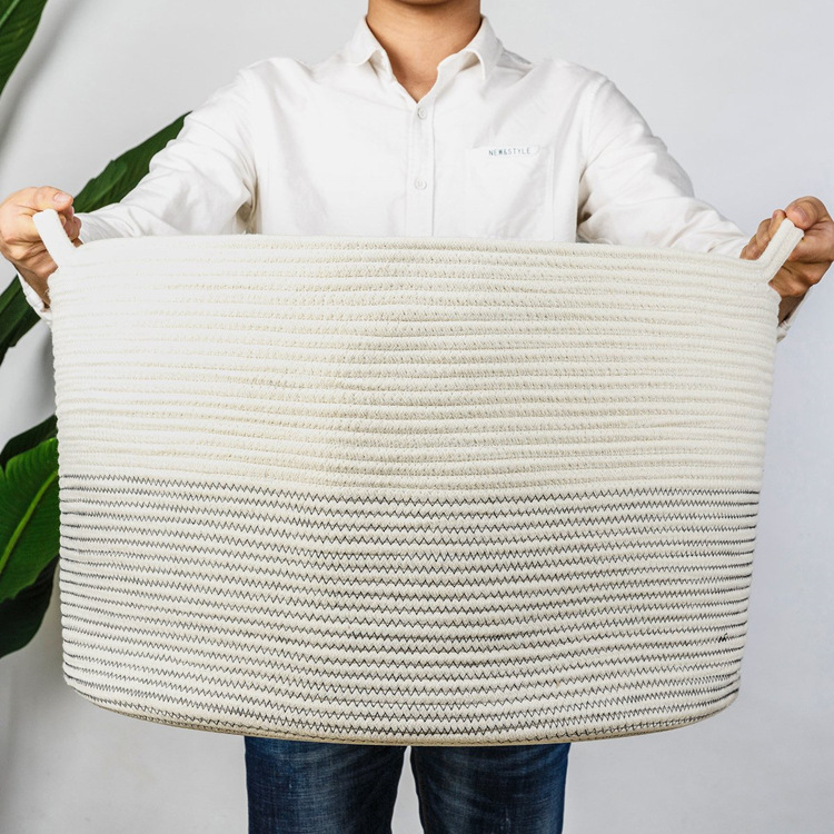 Manufacturer can directly customize cotton yarn woven basket Sundry basket folding cross-border hot 
