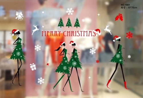 christmas static sticker glass sticker double-sided printing seamless glue lasting environmental mall store window stickers