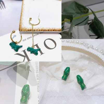 Silver needle migrates small dinosaur spring/summer New Japanese style smart fashion with crocodile earrings