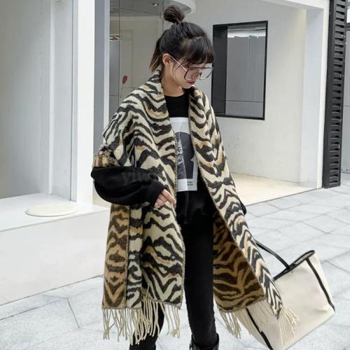 Best Selling Mg Same Style Autumn and Winter New Cashmere Jacquard Zebra Pattern Scarf Korean Style Women‘s Shawl Net Red Fashion