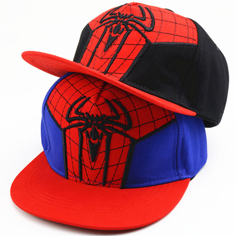Wholesale European and American Renewed children's Spiderman Flat Brim Baseball Cap Summer Outd