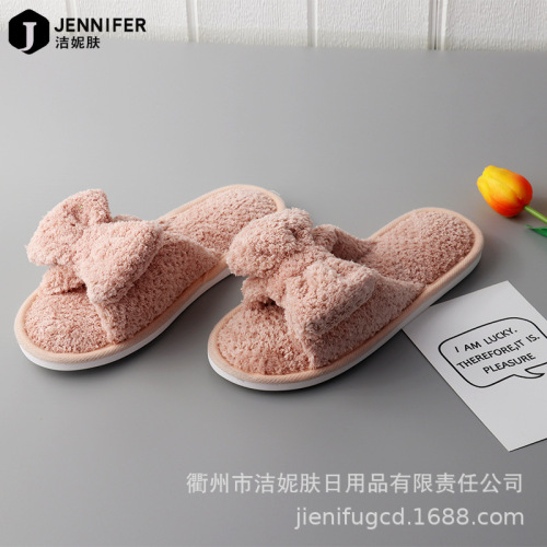 Winter New Indoor Peep Toe Thermal Cotton Slippers Wholesale Non-Slip Soft Bottom Home Floor Slippers