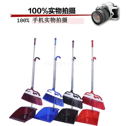 Household Practical Floor-Sticking Broom Dustpan Combination Stainless Steel Rod Plastic Cleaning Tools Wholesale