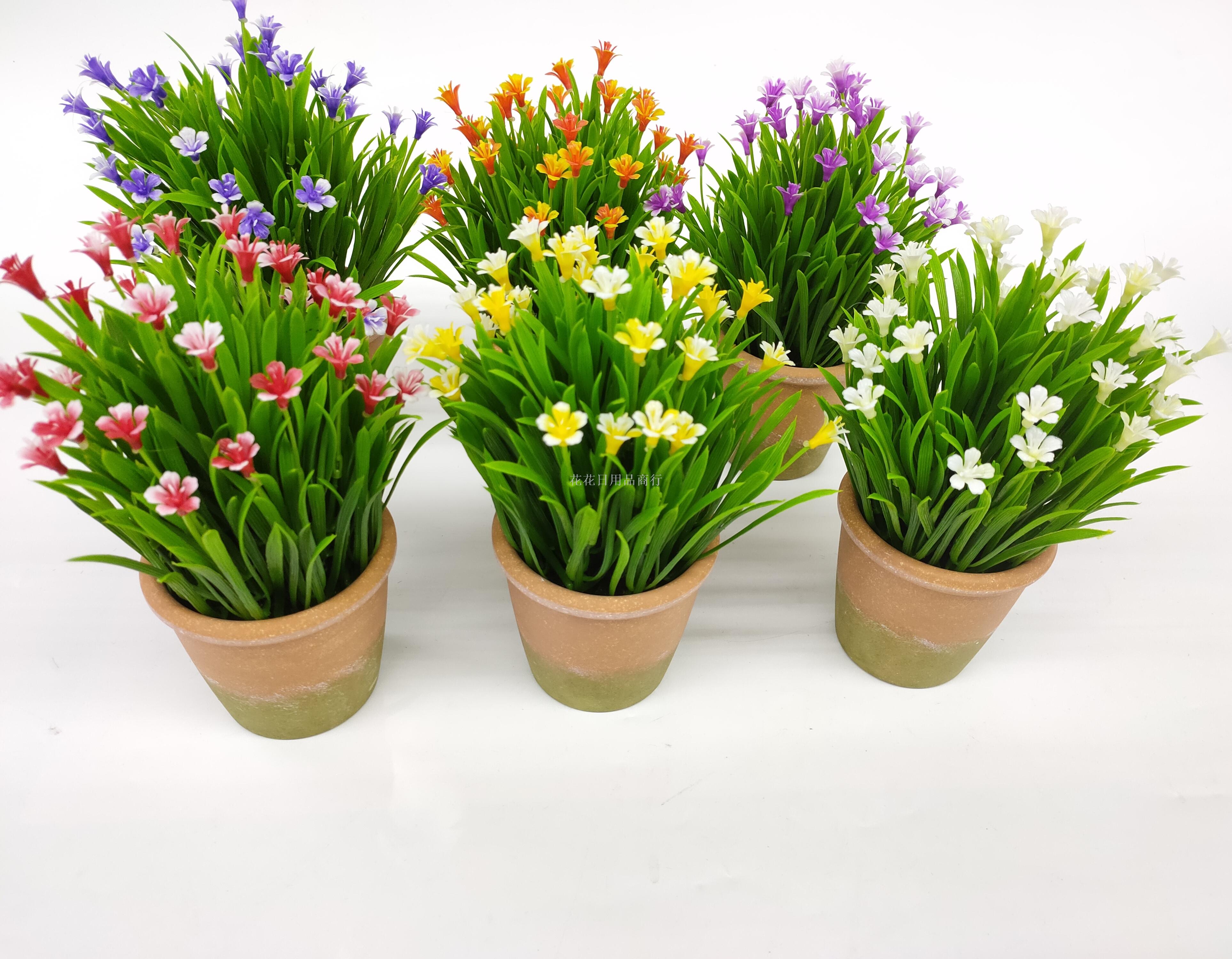 新款咖啡色盆小花仿真花盆景假花办公室装饰品摆件