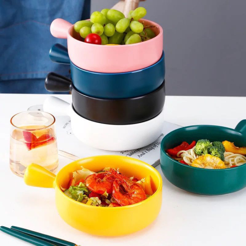Special Offer High Quality Internet Celebrity Salad Handle Ceramic Bowl Bread Soup Bowl Suitable for Stall