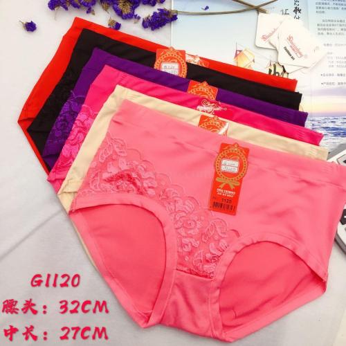 Foreign Trade Underwear Women‘s Underwear High Waist Briefs Solid Color Lace Stitching Mommy‘s Pants Factory Direct Sales