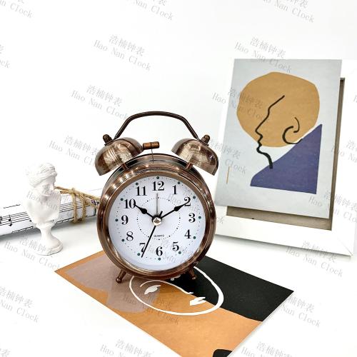 Metal Bell Alarm Clock Children‘s Bedroom Bedside Clock Luminous Clock