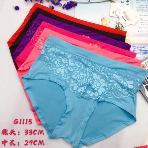Foreign Trade Underwear Women‘s Underwear High Waist briefs Solid Color Lace Stitching Mummy Pants Factory Direct