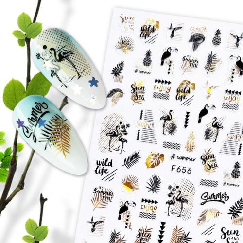 Brand New Bronzing Craft Summer Fruit Black and White Bronzing Gold and Silver Nail Stickers Nail Decals