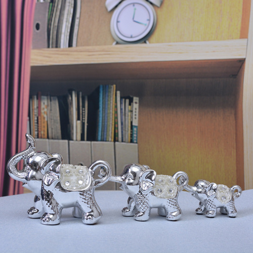 simple modern ceramic living room hollow elephant decoration auspicious three elephants crafts home decoration wedding gift