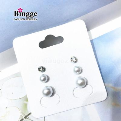 Rhinestone rhinestone anti-allergy plastic earrings, diamond earrings, pearl size sets