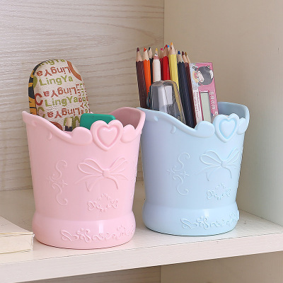 Cartoon heart shape storage bucket Anna storage bucket Plastic Environmental protection ABS Pen holder anti-fall and durable