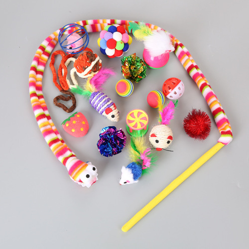 new cat toy set ball mouse funny cat stick bell catnip large collection factory direct cross-border wholesale