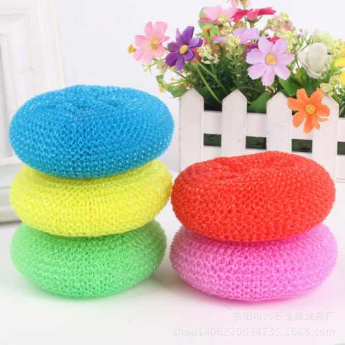 Dish Ball Direct Sales Kitchen Plastic Mesh Cleaning Pot Washing Brush Wholesale household Cleaning Supplies 