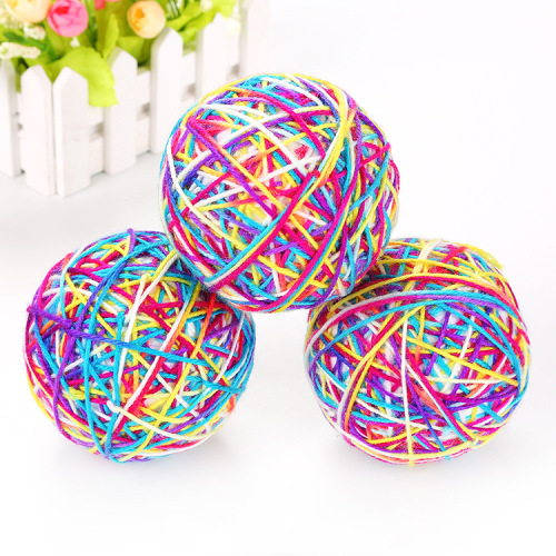 cat toys new color wool ball molar tooth cleaning funny cat thread ball interactive training factory direct cross-border wholesale
