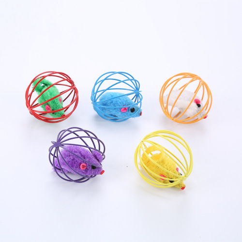 cat toy cage mouse wire cage plush mouse play chasing pet supplies factory in stock wholesale cross-border