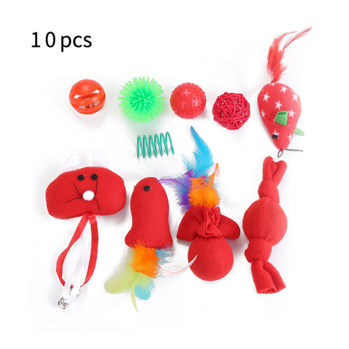 Cat Toy New Christmas Series Toy Ball 10 PCs Set Funny Cat Play Pet Supplies Factory Direct Sales Cross-Border Batch