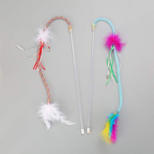 pet supplies cat toys colorful feather hose bell funny cat stick factory spot cross-border wholesale