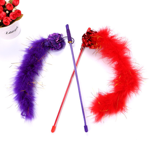 Cat Toy Cat Teaser Ringing Paper Ball Long Feather Short Rod Interactive Play Manufacturer