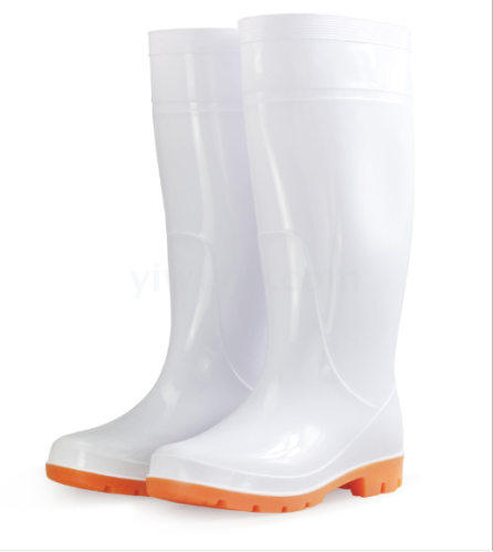 Men White High Tube Boots for Food Making Tendon Bottom Rain Boots Non-Slip Acid Alkali Resistance Resistant Large Size Rubber Shoes