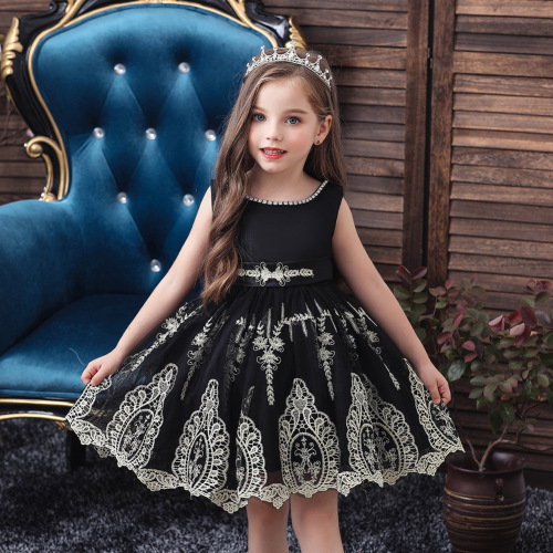 Foreign Trade Girl Princess Dress Halloween Children‘s Dress Black Embroidered Children‘s Dress Children‘s Clothing Factory Wholesale