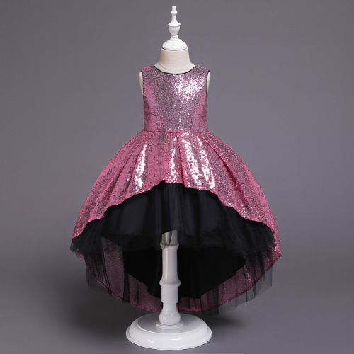 New Girl Princess Dress Sequin Gauze Pettiskirt Stage Super Cool Performance Costume Children Model Catwalk Trailing Skirt