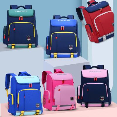 Splicing Popular Schoolbag Primary School Boys and Girls 1-3-5 Spine Protection Backpack Backpack 2362