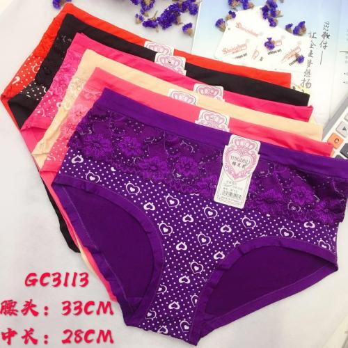 foreign trade underwear women‘s underwear high waist printed briefs lace stitching mummy pants factory direct sales