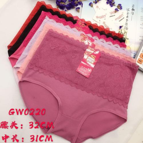 Foreign Trade Underwear Ladies underwear High Waist Briefs Solid Color Lace Stitching Girls‘ Pants Factory Direct