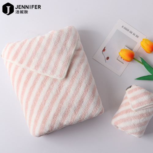 Factory Direct Sales One Piece Dropshipping Jie Ni Skin Stripes Big Towel Microfiber Bath Super Water-Absorbing and Quick-Drying