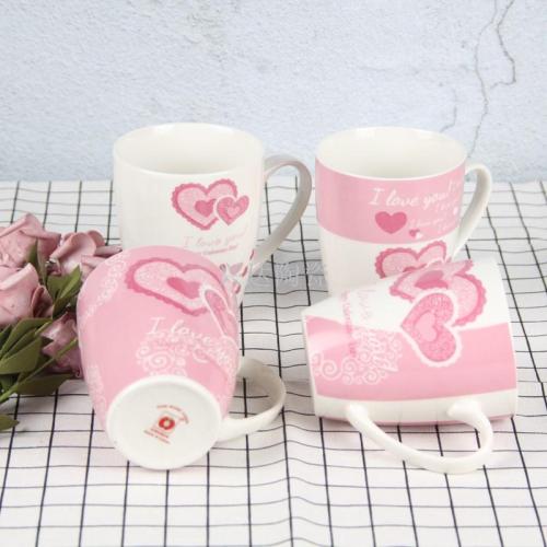 cup ins style personalized simple love pattern ceramic cup valentine‘s day mug pink cup series 2038