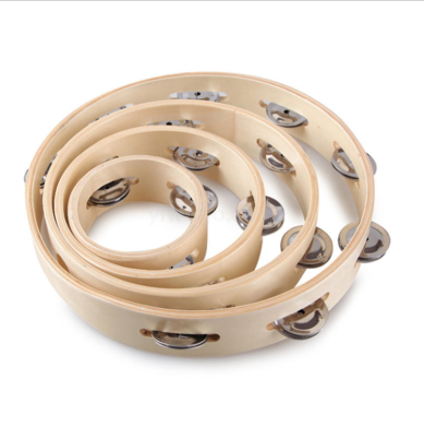 奥尔夫木质双排铃鼓圈 6寸8寸铃圈 幼儿园音乐教具8寸10寸铃鼓