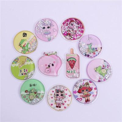 PVC Creative Cartoon Girl Quicksand into the oil Sequin Mobile Phone Shell Patch