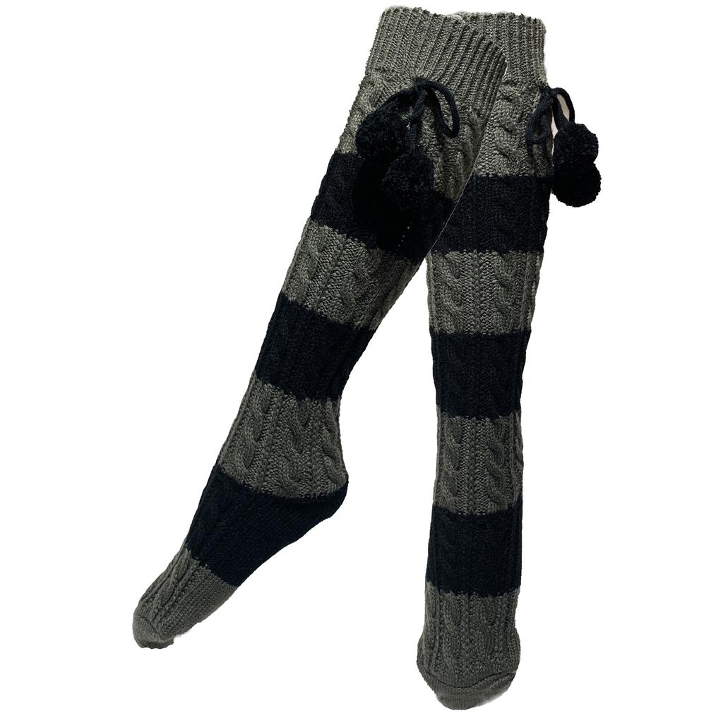 毛线长袜子中筒针织毛线袜定制毛球长袜