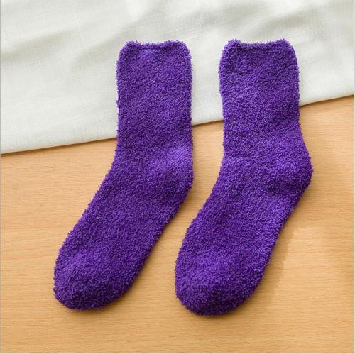 one-piece delivery factory direct sales winter hot half velvet socks solid color thick warm floor socks towel socks non-slip
