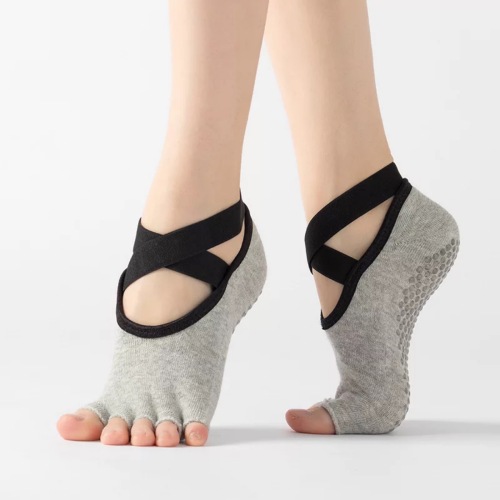 Foreign Trade Yoga Socks Non-Slip Dance Socks Lace-up open-Finger High-End Socks Ballet Floor Socks Five-Finger Socks One-Piece Delivery