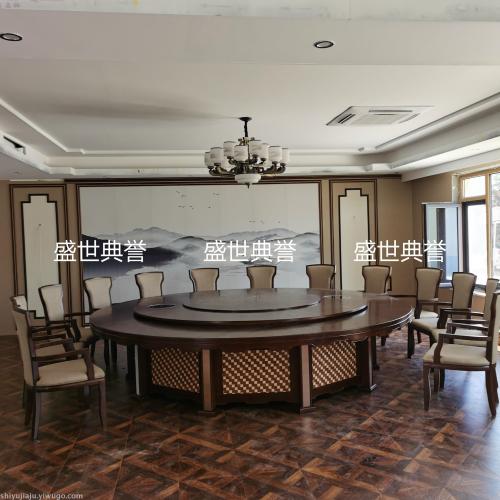 Suzhou International Hotel Furniture Customized Villa Luxury Box Solid Wood Electric Dining Table Company Internal Reception round Table
