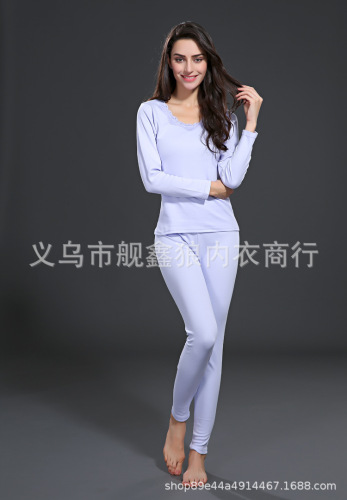 factory direct autumn and winter new seamless thermal slim underwear suit women‘s solid color bottoming long johns
