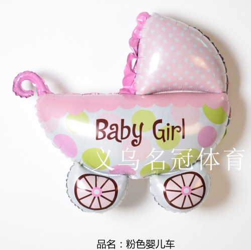 New Baby Stroller Aluminum Film Balloon Male and Female Baby One Month Old Birthday Party decorative Balloon