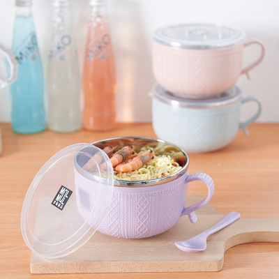 Ramen Noodles Bowl Stainless Steel Anti-scalding Lunch Box Large