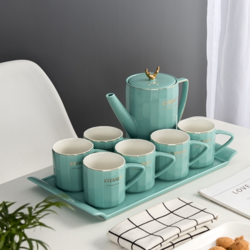 simple nordic cold water bottle set （tiffany blue gold） online popular ceramic cup gift cup