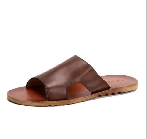 summer men‘s sandals outdoor non-slip cowhide men‘s beach shoes casual fashion men‘s sandals