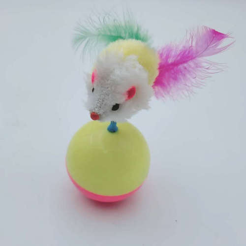 double color tumbler mouse three-color feather mouse tail cat play small toys