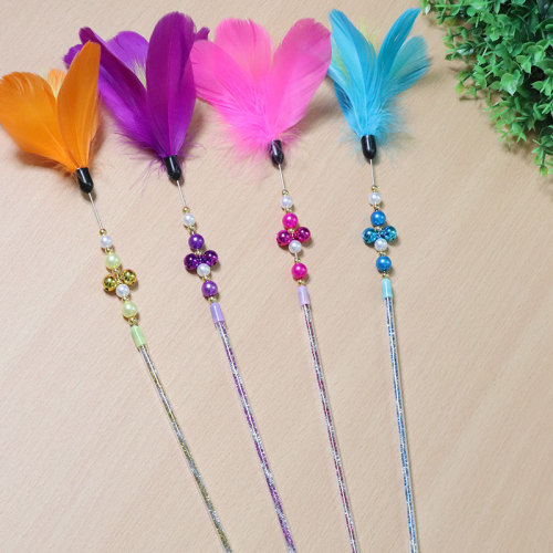 Pet Supplies Funny Cat Stick Pearl Artificial Flower Luxury Fairy Stick Cat Crazy Feather Cat Toy