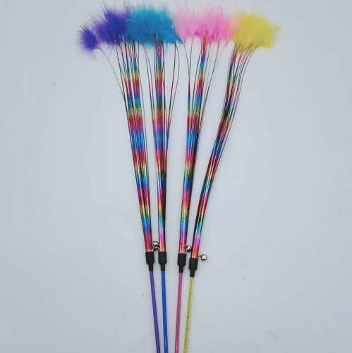 Manufacturer Cat Toys Colorful Lace Feather Fairy Funny Cat Stick Pet Interactive Cat Supplies Cat Playing Rod Wholesale
