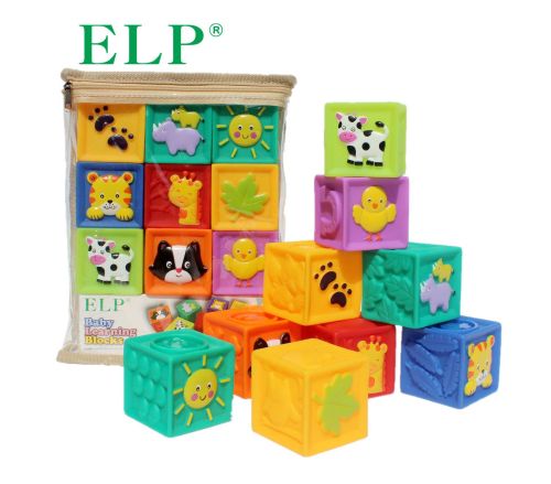 * elp gift bag children‘s soft rubber building blocks infant early education cognition animal digital soft rubber building blocks toys
