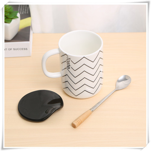 cup creative ceramic mug couple cup water cup ceramic cup with lid fresh corrugated coffee cup